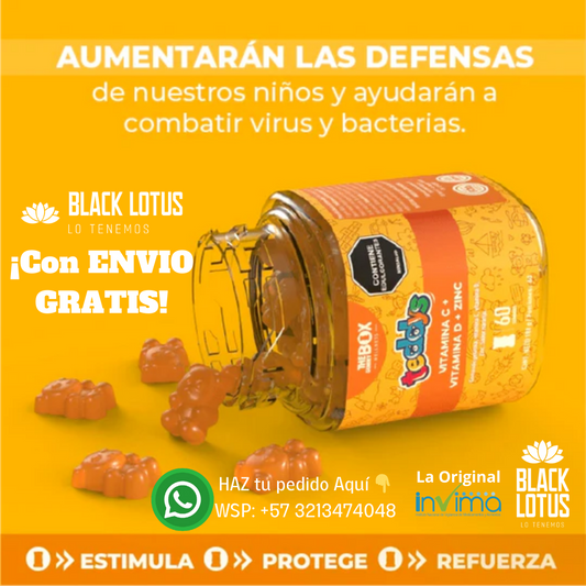 Gomitas TEDDYS Vitamina C + Zinc para Niños para que Crezcan GRANDES, FUERTES Y SALUDABLES 💪🏻😋😍