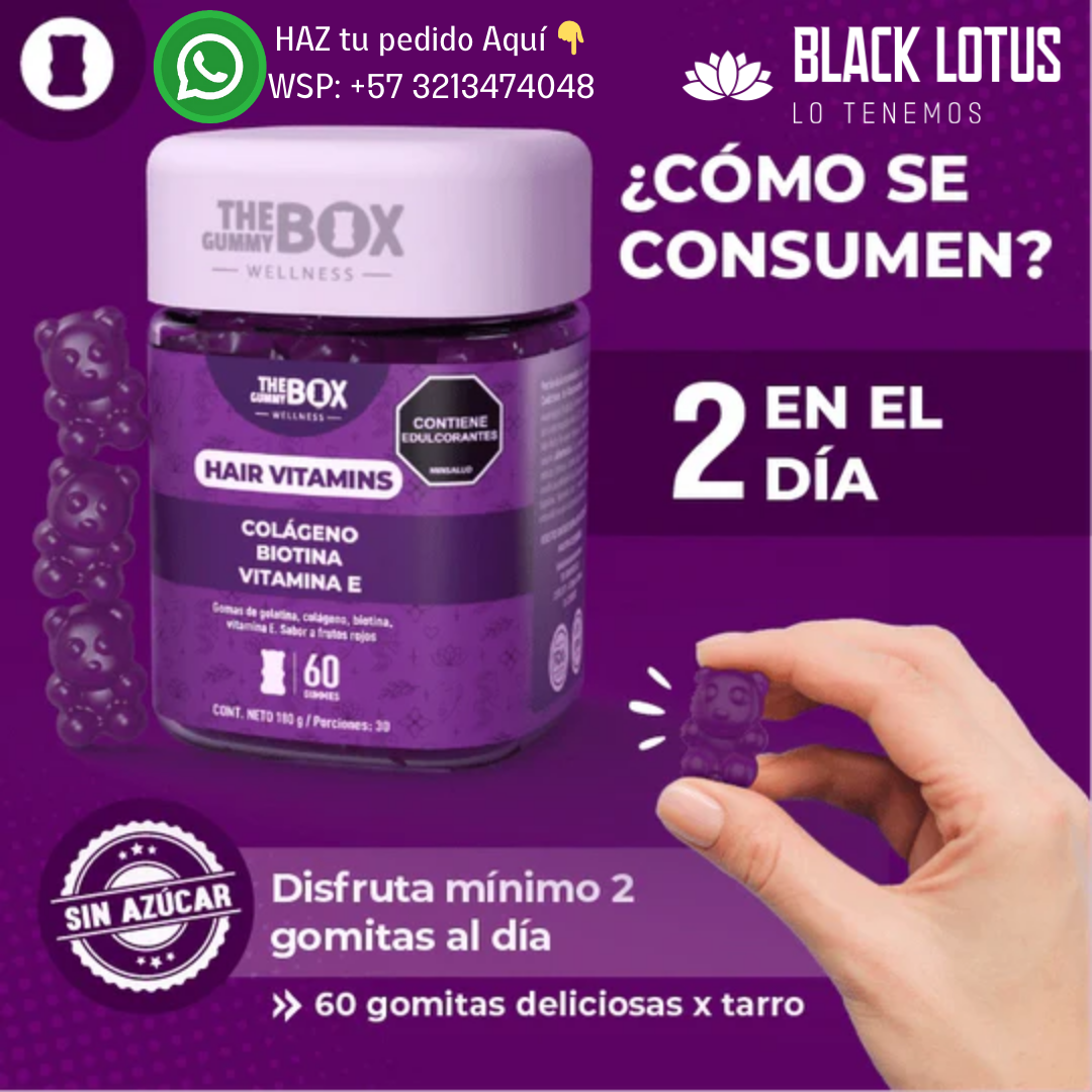 Gomitas HAIR VITAMINS con Colageno y Biotina The Gommy Box 🍬😋😍